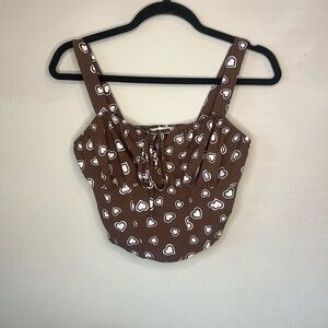 La Hearts Brown and White Heart Crop Top